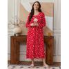 Ekouaer Womens Long Sleeve Nightgowns Long Sleep Shirts Henley Night Shirts Full Length Nightgown(Christmas Red)
