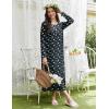 Ekouaer Womens Long Sleeve Nightgowns Long Sleep Shirts Henley Night Shirts Full Length Nightgown(Navy Florals)