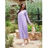 Ekouaer Womens Long Sleeve Nightgowns Long Sleep Shirts Henley Night Shirts Full Length Nightgown(Purple Flowers)