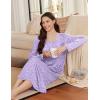 Ekouaer Womens Long Sleeve Nightgowns Long Sleep Shirts Henley Night Shirts Full Length Nightgown(Purple Flowers)