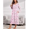 Ekouaer Womens Long Sleeve Nightgowns Long Sleep Shirts Henley Night Shirts Full Length Nightgown(White and Pink)