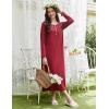 Ekouaer Womens Long Sleeve Nightgowns Long Sleep Shirts Henley Night Shirts Full Length Nightgown(Wine Red)