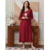 Ekouaer Womens Long Sleeve Nightgowns Long Sleep Shirts Henley Night Shirts Full Length Nightgown(Wine Red)