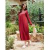 Ekouaer Womens Long Sleeve Nightgowns Long Sleep Shirts Henley Night Shirts Full Length Nightgown(Wine Red)