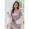 Ekouaer Womens Long Sleeve Nightgowns V Neck Sleepshirts Lace Nightshirts Casual T-shirt Sleep Dress with Pocket(Coffee Cup Print)