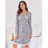 Ekouaer Womens Long Sleeve Nightgowns V Neck Sleepshirts Lace Nightshirts Casual T-shirt Sleep Dress with Pocket(Coffee Cup Print)