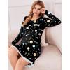 Ekouaer Womens Long Sleeve Nightgowns V Neck Sleepshirts Lace Nightshirts Casual T-shirt Sleep Dress with Pocket(Constellation)