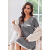 Ekouaer Womens Long Sleeve Nightgowns V Neck Sleepshirts Lace Nightshirts Casual T-shirt Sleep Dress with Pocket(Medium Grey)
