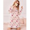 Ekouaer Womens Long Sleeve Nightgowns V Neck Sleepshirts Lace Nightshirts Casual T-shirt Sleep Dress with Pocket(Pink Sheep)