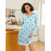 Ekouaer Womens Long Sleeve Nightgowns V Neck Sleepshirts Lace Nightshirts Casual T-shirt Sleep Dress with Pocket(Star Print)