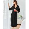 Ekouaer Women’s Robe Long Waffle Knit Bathrobe Lightweight Soft Kimono Robes Loungewear(Black)