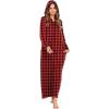 Ekouaer Robe for Women Zipper Loungewear Full Length Sleepwear With Pockets Housecoat Casual Straight Red Black Plaid, Small