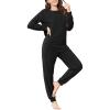 Ekouaer Womens Fuzzy Fleece Pajama Sets Long Sleeve Jogger Sets Comfy Sleepwear Loungewear with Pockets(Black)