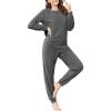 Ekouaer Womens Fuzzy Fleece Pajama Sets Long Sleeve Jogger Sets Comfy Sleepwear Loungewear with Pockets(Dark Gray)
