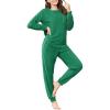 Ekouaer Womens Fuzzy Fleece Pajama Sets Long Sleeve Jogger Sets Comfy Sleepwear Loungewear with Pockets(Green)