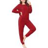 Ekouaer Womens Fuzzy Fleece Pajama Sets Long Sleeve Jogger Sets Comfy Sleepwear Loungewear with Pockets(Red)