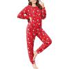 Ekouaer Womens Fuzzy Fleece Pajama Sets Long Sleeve Jogger Sets Comfy Sleepwear Loungewear with Pockets(Red Christmas Prints)