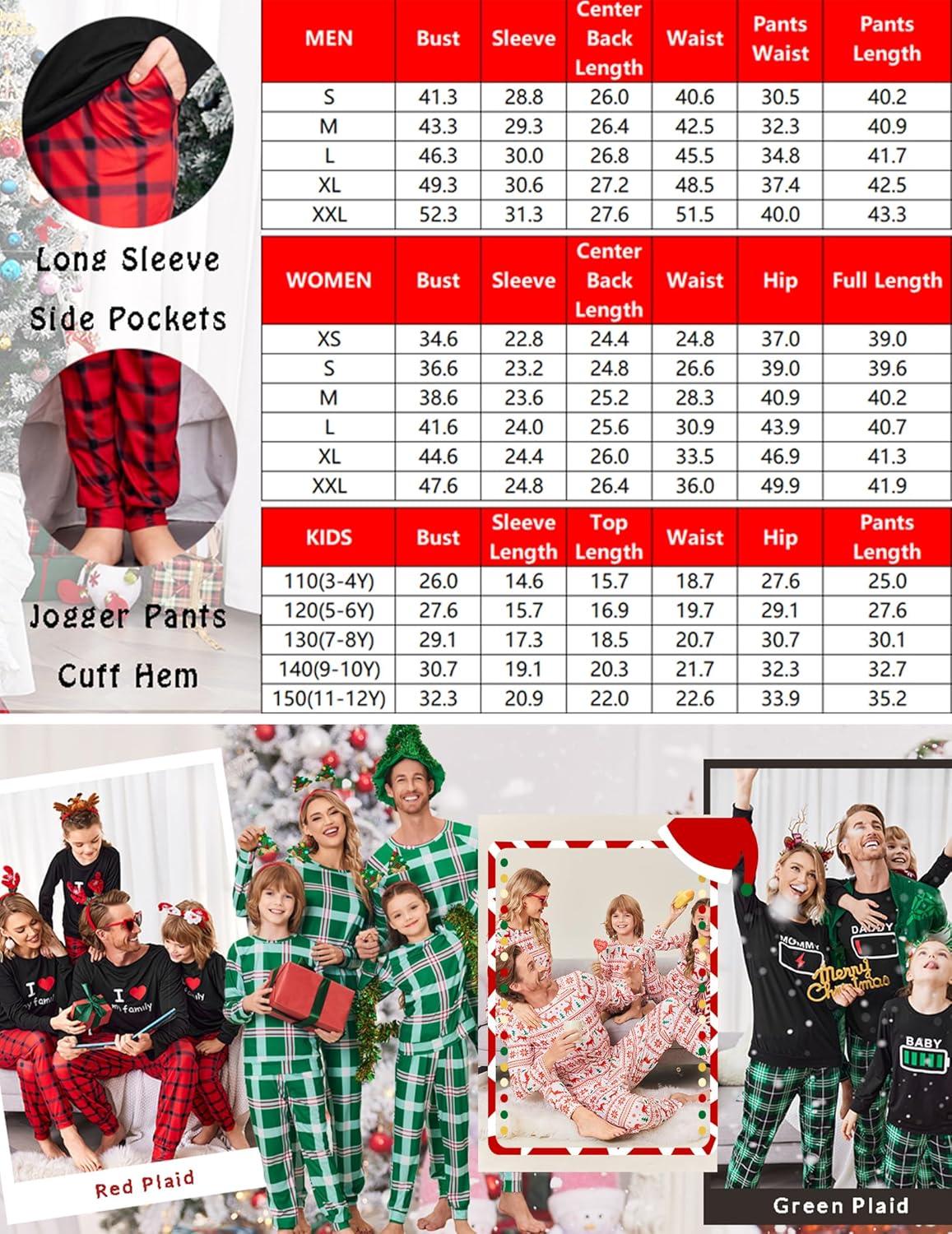 imageEkouaer Matching Christmas Family Pajamas Sets Couples Xmas Holiday Pjs for Women Men