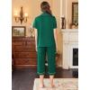 Ekouaer Capri Pajamas for Women Short Sleeve Button Down Sleepwear Comfy Lounge Set 2-Piece Pants Pjs(Lake Green)