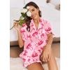 Ekouaer Satin Pajama Set for Women Button Down Silk 2 Piece Pj Sets Ruffle Short Sleeve Sleepwear(Bow)