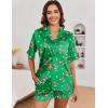 Ekouaer Satin Pajama Set for Women Button Down Silk 2 Piece Pj Sets Ruffle Short Sleeve Sleepwear(Z-christmas Green)