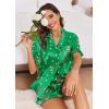 Ekouaer Satin Pajama Set for Women Button Down Silk 2 Piece Pj Sets Ruffle Short Sleeve Sleepwear(Z-christmas Green)