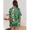 Ekouaer Satin Pajama Set for Women Button Down Silk 2 Piece Pj Sets Ruffle Short Sleeve Sleepwear(Z-christmas Snowman)