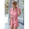 Ekouaer Silk Pajama Sets Womens Short Sleeve Sleepwear Satin 2 Piece Button Down Loungewear Pjs Shorts Set S-XXL(Purple Red)
