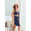 Ekouaer Women 3 in 1 Labor and Delivery/Maternity/Nursing Nightgown Button Down Sleeveless Pregnancy Dress for Breastfeeding(Navy Blue)