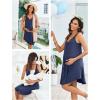 Ekouaer Women 3 in 1 Labor and Delivery/Maternity/Nursing Nightgown Button Down Sleeveless Pregnancy Dress for Breastfeeding(Navy Blue)
