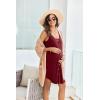 Ekouaer Women 3 in 1 Labor and Delivery/Maternity/Nursing Nightgown Button Down Sleeveless Pregnancy Dress for Breastfeeding(Wine Red)