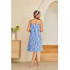 Ekouaer Women’s 100% Cotton Lace Nightgown Sleeveless Sleep Dress Victorian Sleepshirt Button Strap Gown(Blue Flower)