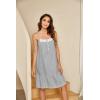 Ekouaer Women’s 100% Cotton Lace Nightgown Sleeveless Sleep Dress Victorian Sleepshirt Button Strap Gown(Candy Grey)
