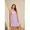 Ekouaer Women’s 100% Cotton Lace Nightgown Sleeveless Sleep Dress Victorian Sleepshirt Button Strap Gown(Candy Purple)