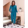 Ekouaer Women’s Pajama Sets Casual 2Pcs Sleepwear Long Sleeve Pullover Tops Long Joggers Pants with Pockets(Aquamarine Blue)