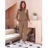 Ekouaer Women’s Pajama Sets Casual 2Pcs Sleepwear Long Sleeve Pullover Tops Long Joggers Pants with Pockets(Brown)