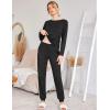 Ekouaer Women’s Pajama Sets Casual 2Pcs Sleepwear Long Sleeve Pullover Tops Long Joggers Pants with Pockets(Dark Black)