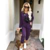 Ekouaer Women’s Pajama Sets Casual 2Pcs Sleepwear Long Sleeve Pullover Tops Long Joggers Pants with Pockets(Deep Purple)