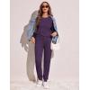 Ekouaer Women’s Pajama Sets Casual 2Pcs Sleepwear Long Sleeve Pullover Tops Long Joggers Pants with Pockets(Deep Purple)