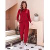 Ekouaer Women’s Pajama Sets Casual 2Pcs Sleepwear Long Sleeve Pullover Tops Long Joggers Pants with Pockets(Deep Wine)