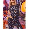 Ekouaer Women’s Pajama Sets Casual 2Pcs Sleepwear Long Sleeve Pullover Tops Long Joggers Pants with Pockets(Halloween Ghosts Print)