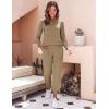 Ekouaer Women’s Pajama Sets Casual 2Pcs Sleepwear Long Sleeve Pullover Tops Long Joggers Pants with Pockets(Khike)