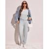 Ekouaer Women’s Pajama Sets Casual 2Pcs Sleepwear Long Sleeve Pullover Tops Long Joggers Pants with Pockets(Light Grey)