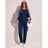 Ekouaer Women’s Pajama Sets Casual 2Pcs Sleepwear Long Sleeve Pullover Tops Long Joggers Pants with Pockets(Navy Blue)