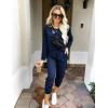 Ekouaer Women’s Pajama Sets Casual 2Pcs Sleepwear Long Sleeve Pullover Tops Long Joggers Pants with Pockets(Navy Blue)