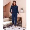 Ekouaer Women’s Pajama Sets Casual 2Pcs Sleepwear Long Sleeve Pullover Tops Long Joggers Pants with Pockets(Navy Blue)