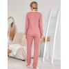 Ekouaer Women’s Pajama Sets Casual 2Pcs Sleepwear Long Sleeve Pullover Tops Long Joggers Pants with Pockets(Pink)