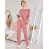 Ekouaer Women’s Pajama Sets Casual 2Pcs Sleepwear Long Sleeve Pullover Tops Long Joggers Pants with Pockets(Pink)