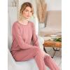 Ekouaer Women’s Pajama Sets Casual 2Pcs Sleepwear Long Sleeve Pullover Tops Long Joggers Pants with Pockets(Pink)