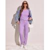 Ekouaer Women’s Pajama Sets Casual 2Pcs Sleepwear Long Sleeve Pullover Tops Long Joggers Pants with Pockets(Purple)